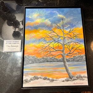 Snowy Sunset At The Lake #1 by Amy Saxonmeyer